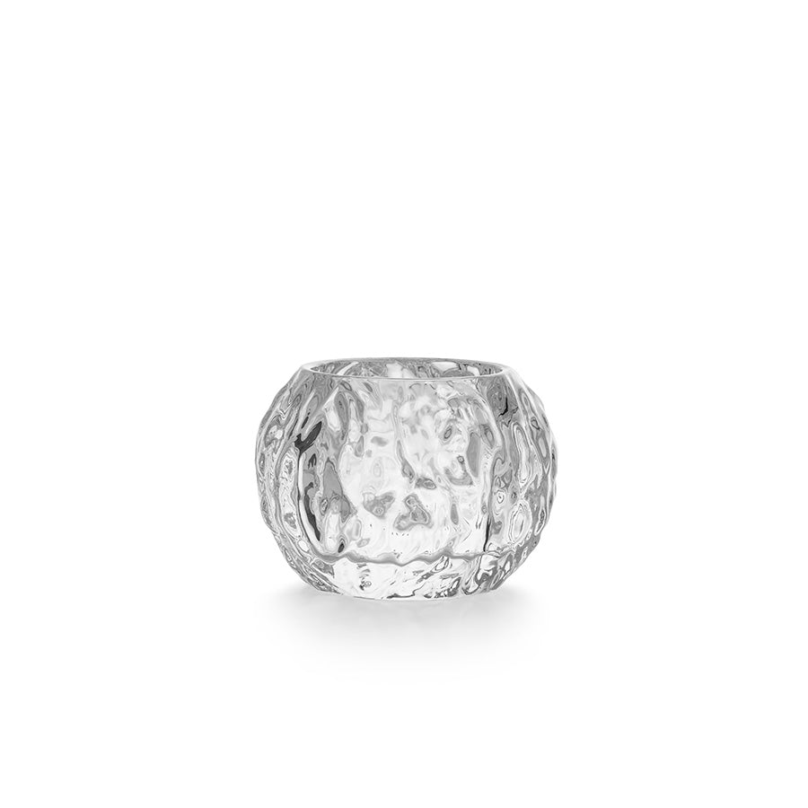 Hadeland Glassverk Glacier telysholder i klart, isbre-inspirert glass, 12 cm