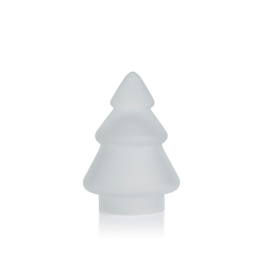 Frostet juletre i hvitt glass fra Hadeland Glassverk, ideelt som juledekorasjon for hjemmet.