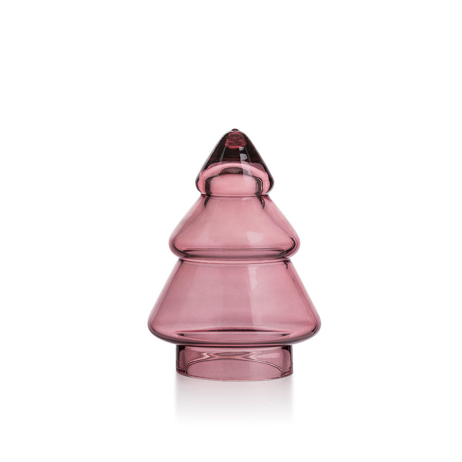Hadeland Glassverk rosa juletre i glass, 9,8 cm, med moderne design og blank overflate som reflekterer lys.