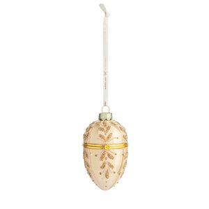 Gullfarget juleegg med lokk, 8,5 cm, dekorert med elegante detaljer fra Hadeland Glassverk