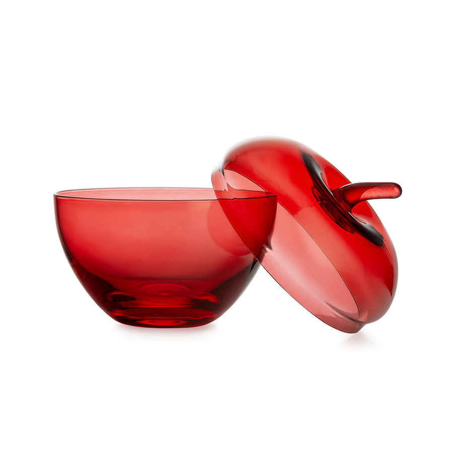 GLASSEPLE M/LOKK RØD 13,5 X 12,3 CM