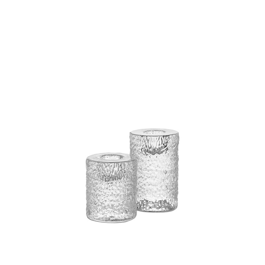 Hadeland Glassverk lysestaker Struktur Klar 2pk i klart strukturert glass