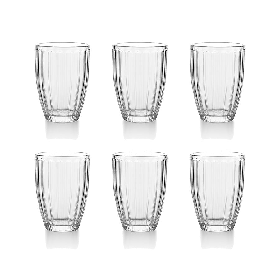 Sett med 6 Hadeland Glassverk Nordlys vannglass i klart glass