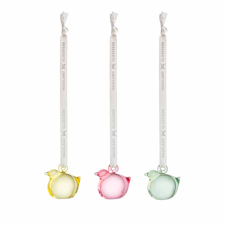 Hadeland Glassverk Påskekyllinger Oppheng Klar 3pk