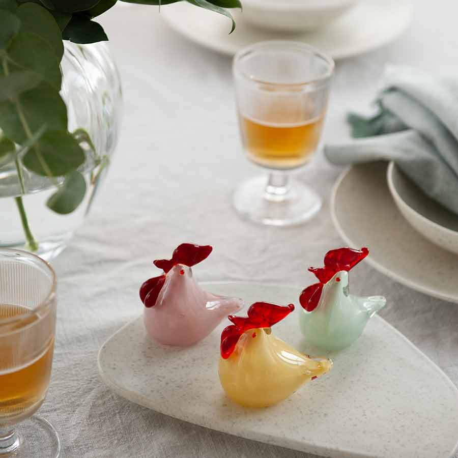 Hadeland Glassverk Påskepynt Glasshøne Rosa 8cm
