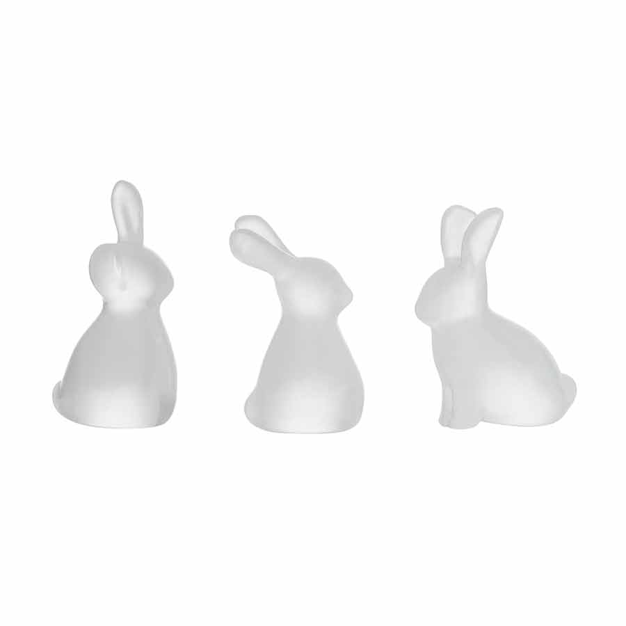 Hadeland Glassverk Harer Hvit Frostet 3pk 5cm