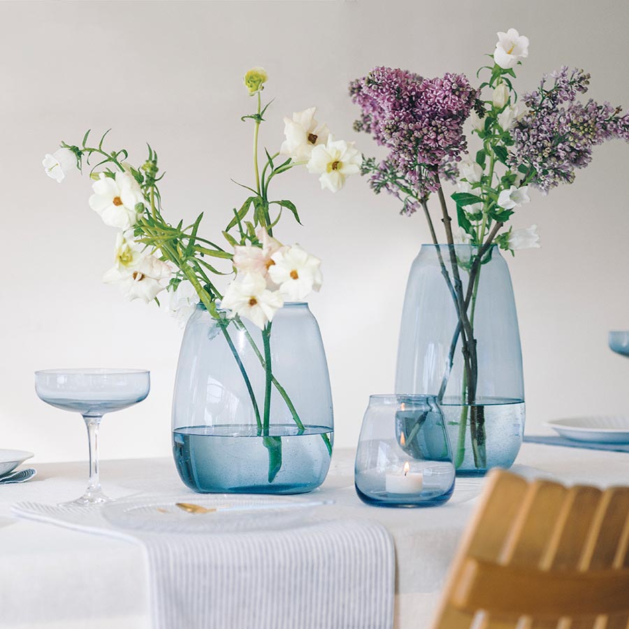 Hadeland Glassverk Siccori Vase 20cm Himmelblå