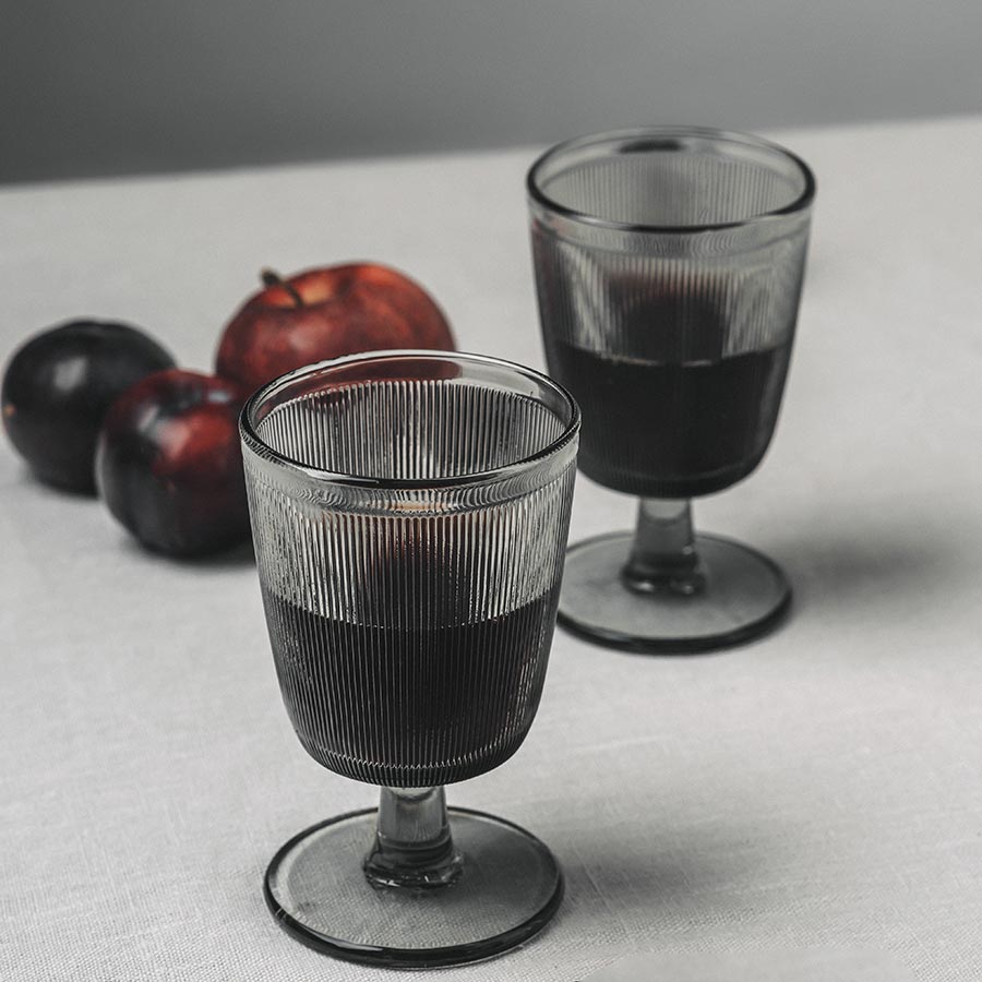 Hadeland Glassverk Siri Glass Med Stett 4pk Røkgrå