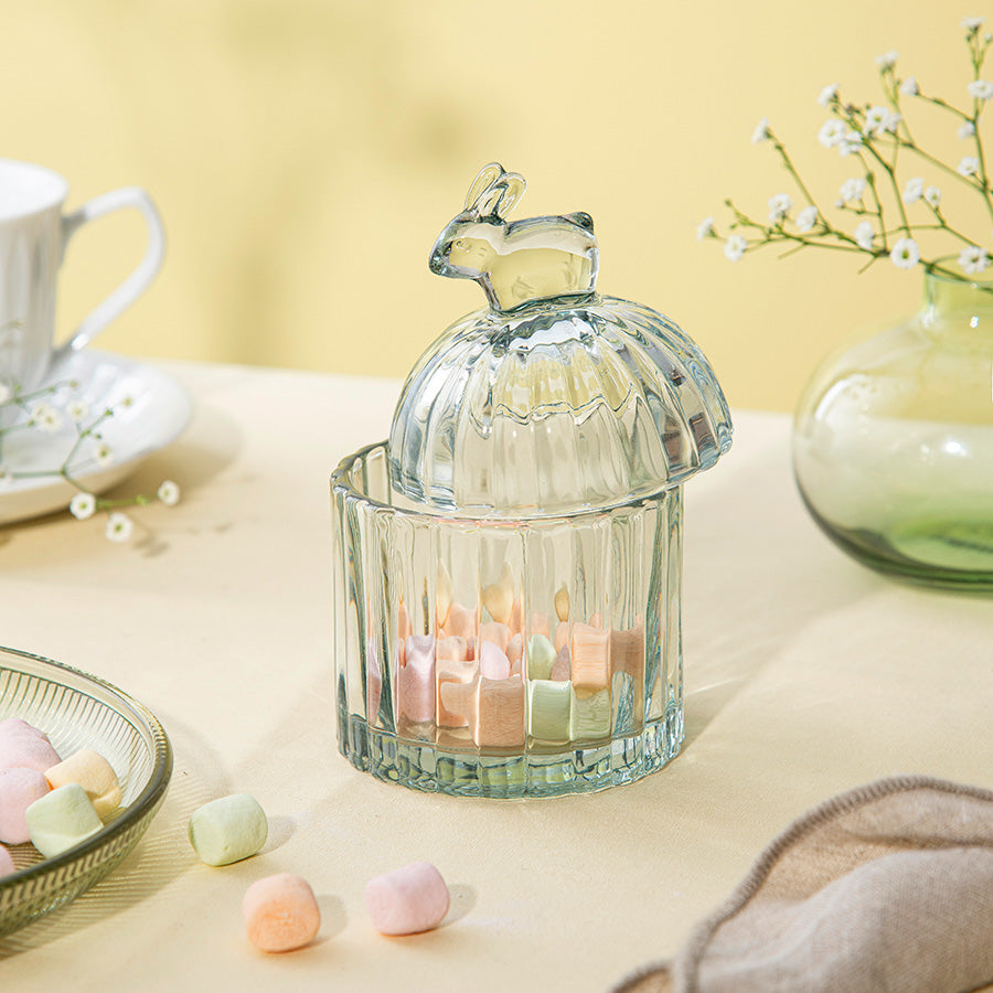 Hadeland Glassverk HG Påske Glassskål Hare m/Lokk 12,5cm Grønn