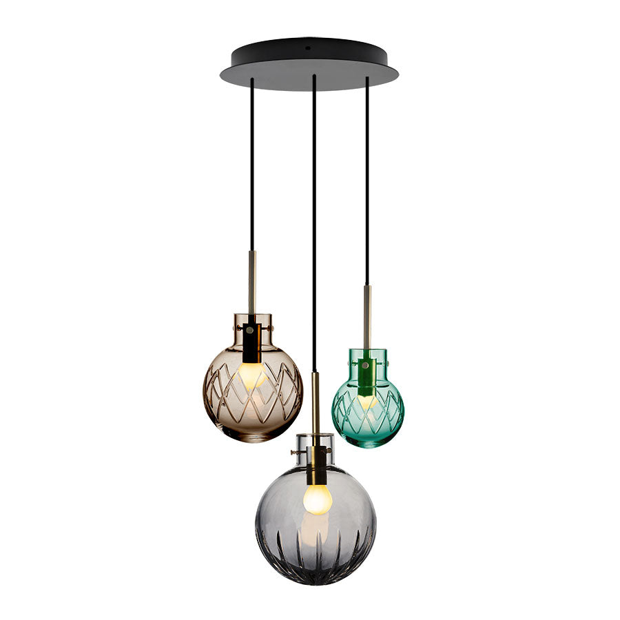 Hadeland Glassverk Skumring Taklampe Krystallkuler 3stk