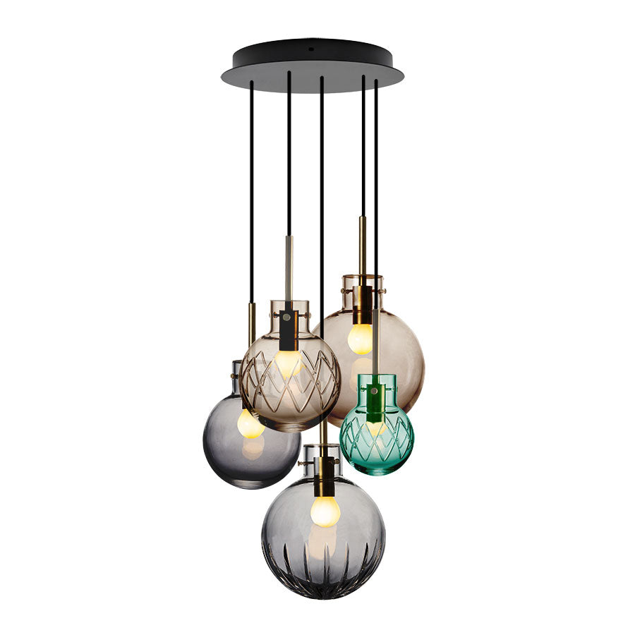 Hadeland Glassverk Skumring Taklampe Krystallkuler 5stk