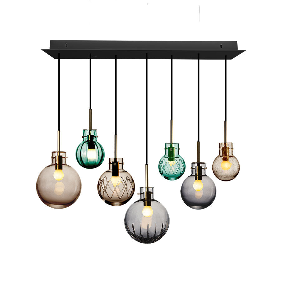 Hadeland Glassverk Skumring Taklampe Krystallkuler 7 stk