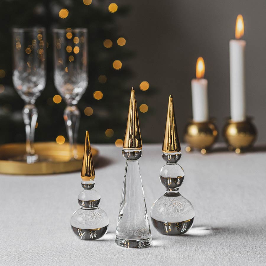 Hadeland Glassverk Snømann Nisse Gull 125mm