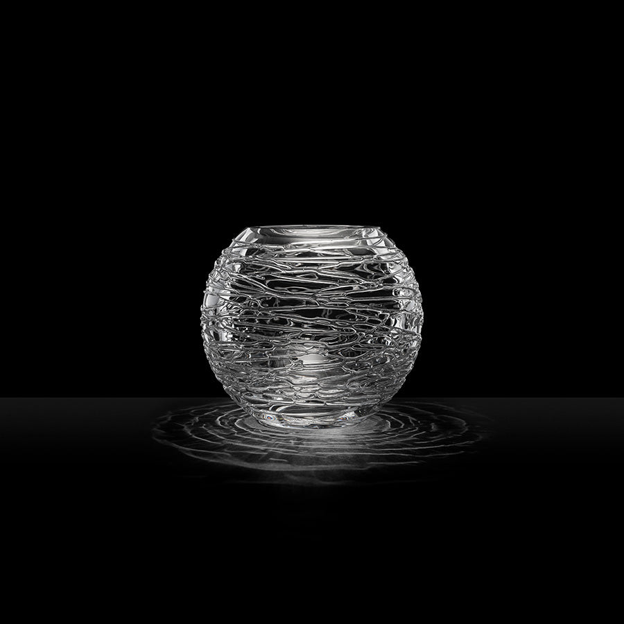 Hadeland Glassverk Sparkling lyslykt i krystallklart glass med intrikat glasstrådmønster