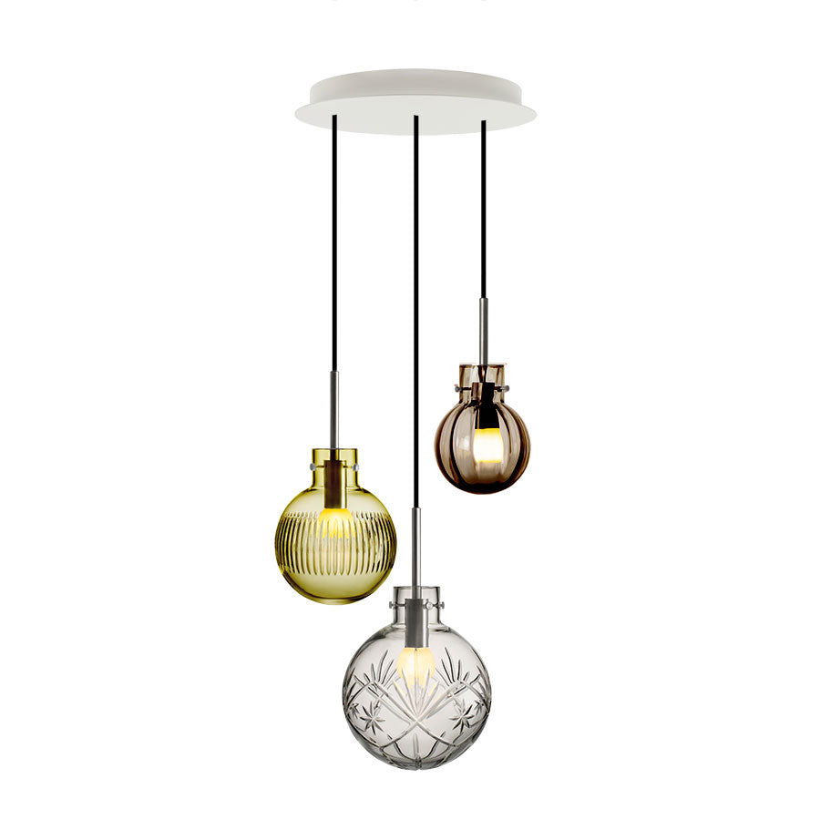 Hadeland Glassverk Rav Taklampe Krystallkule 3 stk