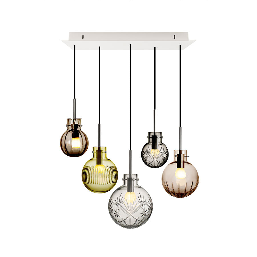 Hadeland Glassverk Rav Taklampe Krystallkuler 5stk
