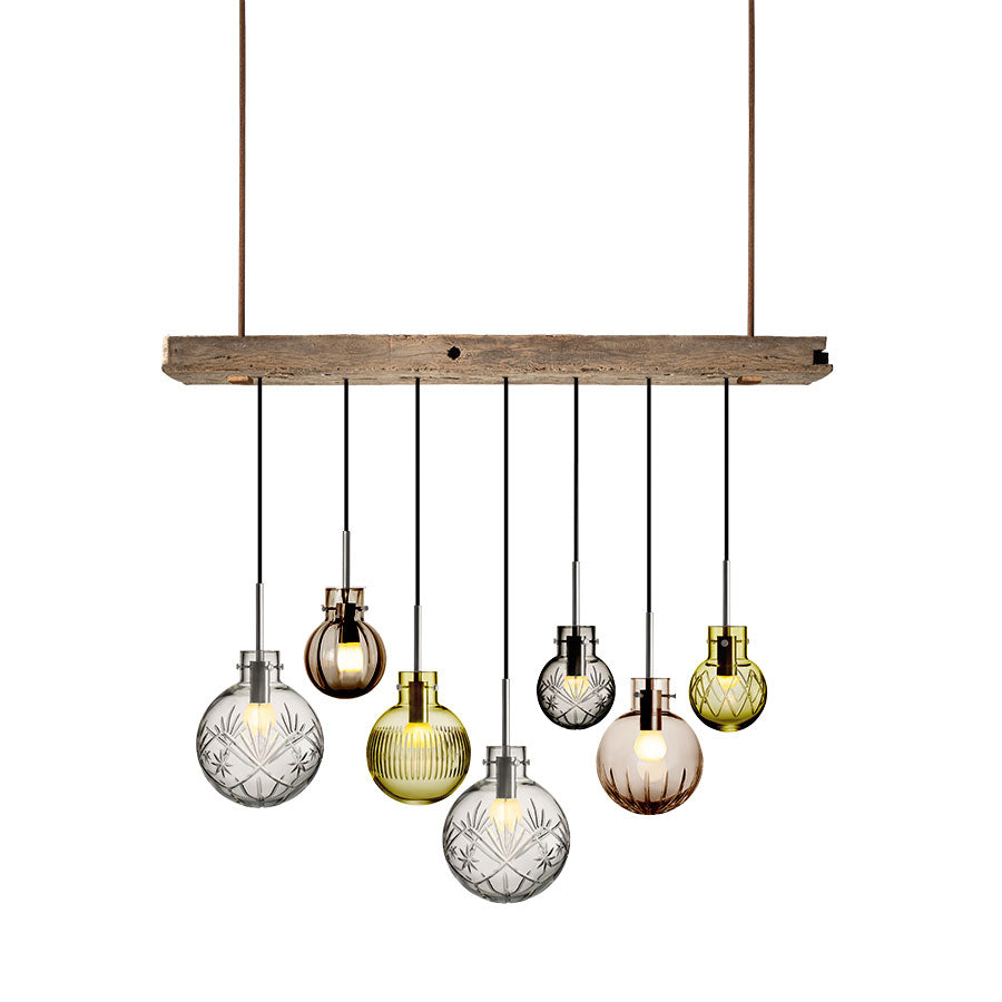 Hadeland Glassverk Rav Taklampe Krystallkuler 7stk m/Trebaldakin