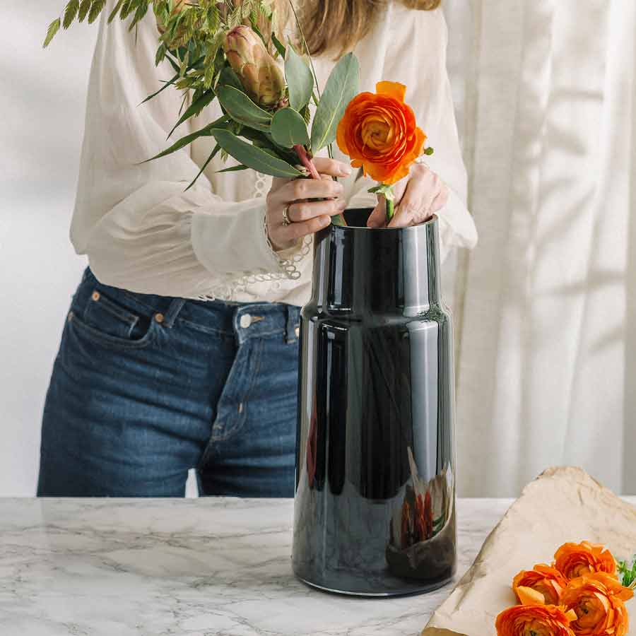 Hadeland Glassverk Tindre Vase Røkgrå 38,7cm