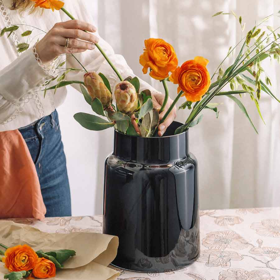 Hadeland Glassverk Tindre Vase/Lyslykt Røkgrå 30,5cm
