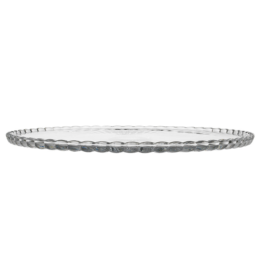 Hadeland Glassverk Turbin fat 34,5 cm sett fra siden med dekorativ ribbekant
