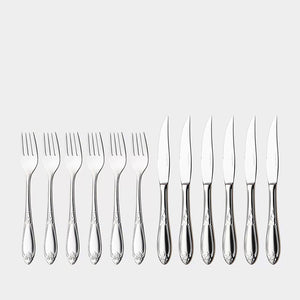 HARDANGER BESTIKK Hardanger Bestikk Nina Biffsett 6+6 stort – biffsett med 6 spisegafler og 6 biffkniver i blankt 18/10 rustfritt stål