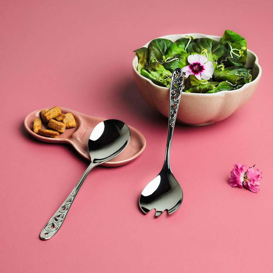 HARDANGER BESTIKK Hardanger Bestikk Kristin Salatsett – salatgaffel og salatskje brukt til servering av salat i bolle