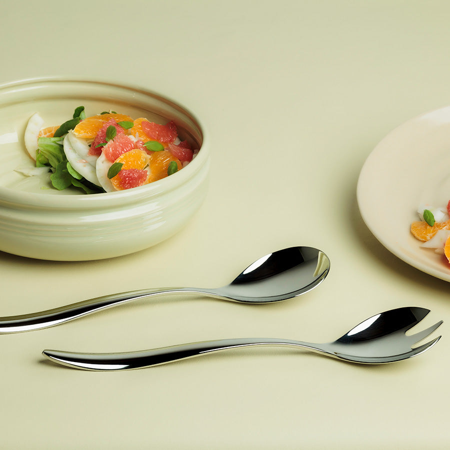 Hardanger Bestikk Lykke Salatsett 2 deler - moderne og skinnende salatskje og salatgaffel som fullt utfyller hverandre, et must-have salatbestikk.