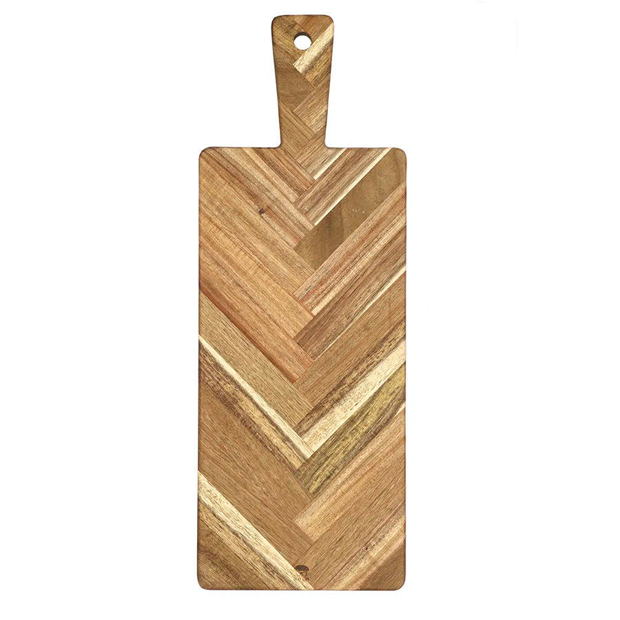 Holm Serveringsbrett Fiksebensmønster 55x20cm Akasie, elegant trefjøl med fiskebensmønster, perfekt for servering.