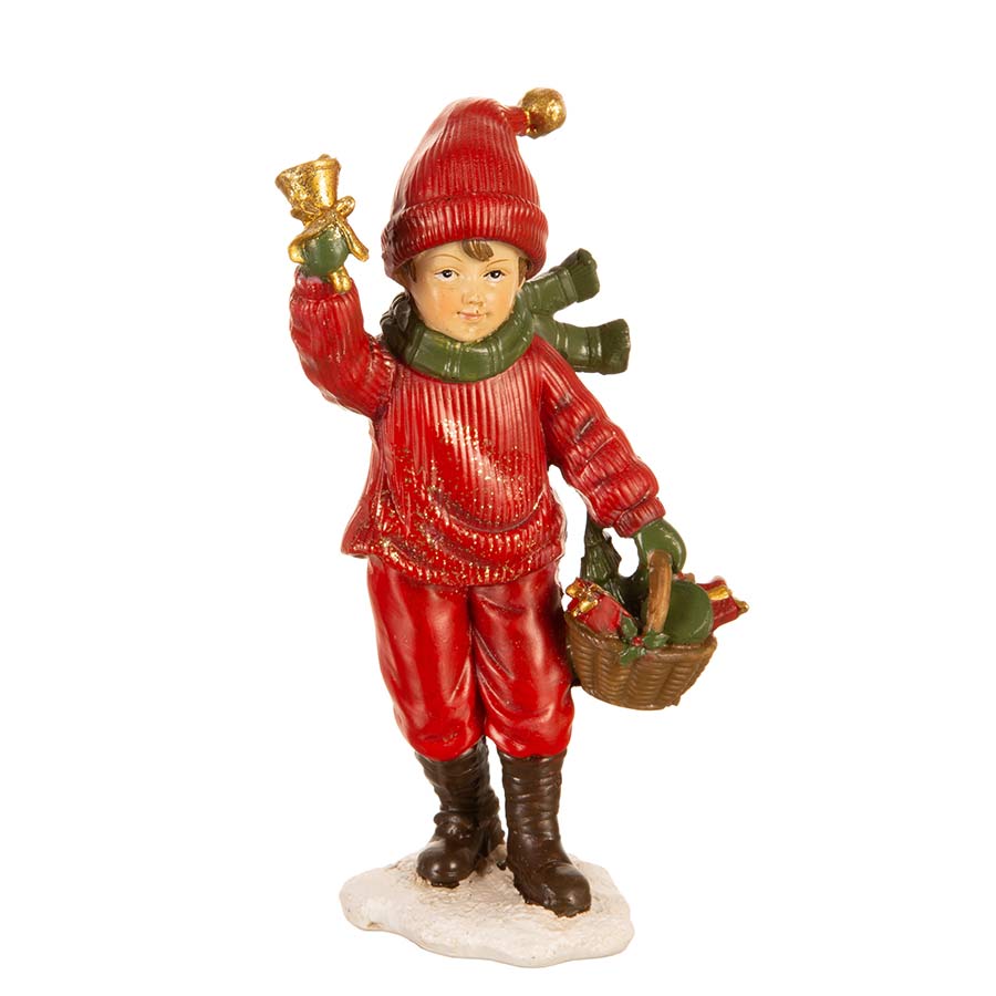 Julepynt Gutt m/Kurv Rød 7x5x12,5cm