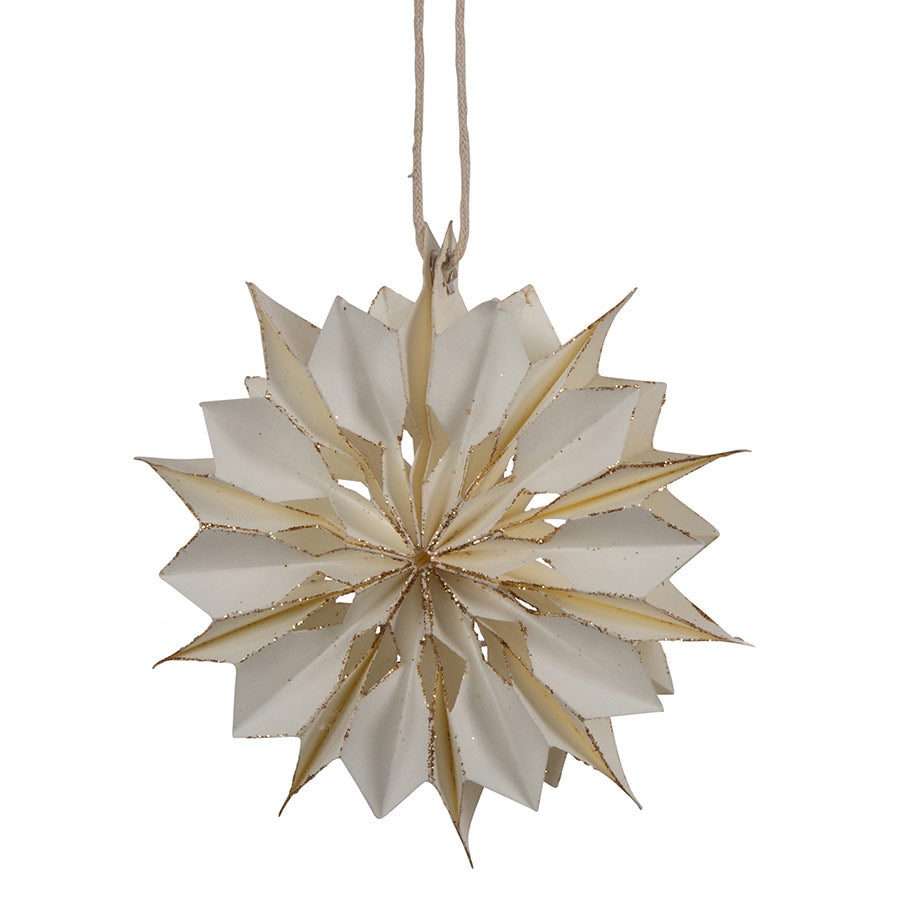 Julepynt Papirblomst Krem m/Gull 10cm