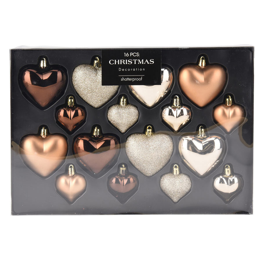 Julekule Hjerte Brun 4,5-8,5cm 16pk