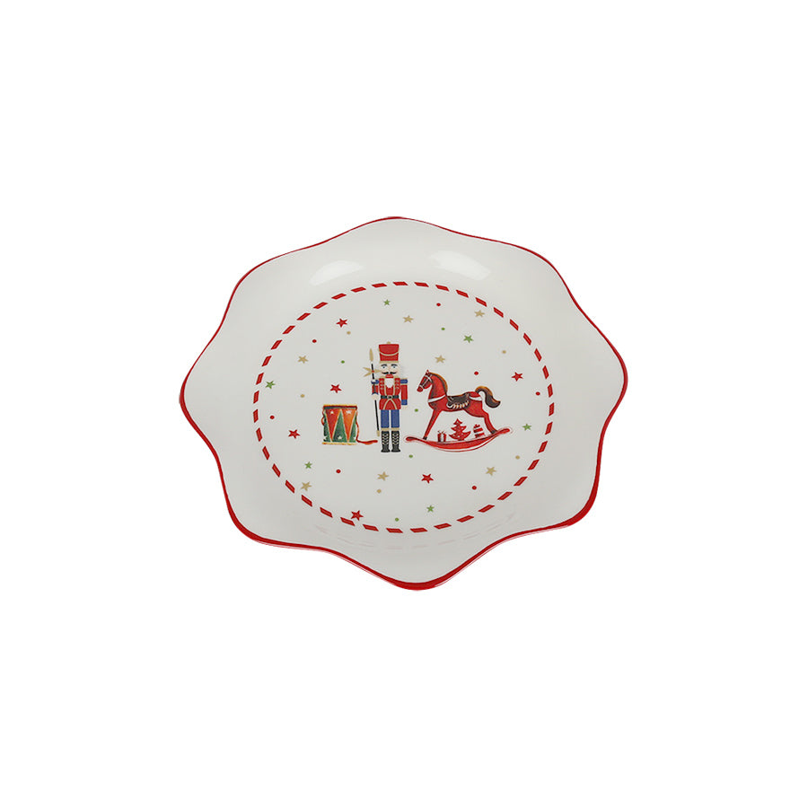 Christiania 1739 Juletid Asjett Gyngehest Rød Bølgekant 21cm