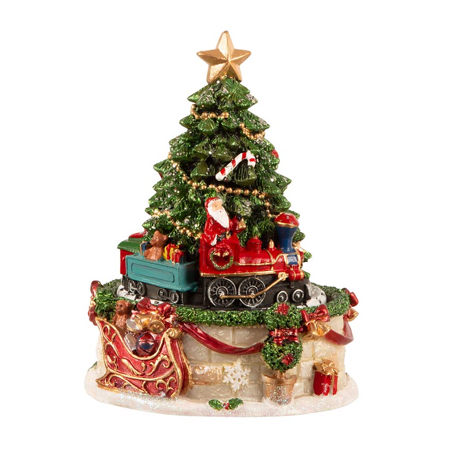 Roterende Juletre med Tog 12x15,5cm