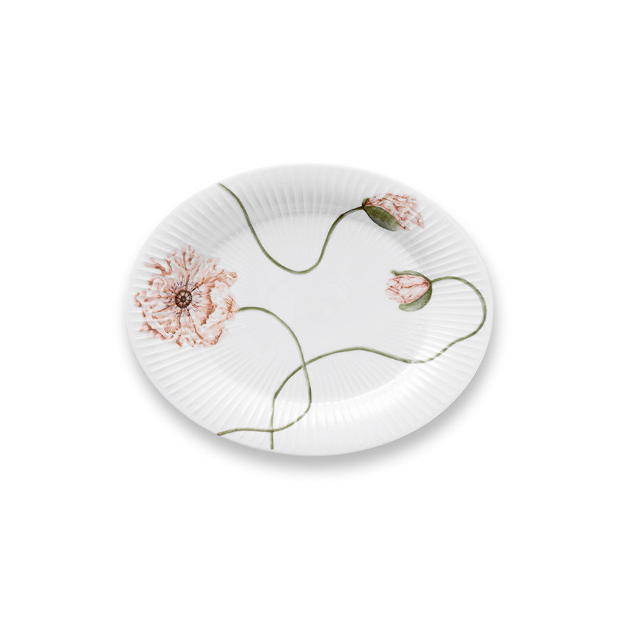 Kähler Hammershøi Poppy Ovalt Fat 22,5x28,5cm Hvit m/Dekor