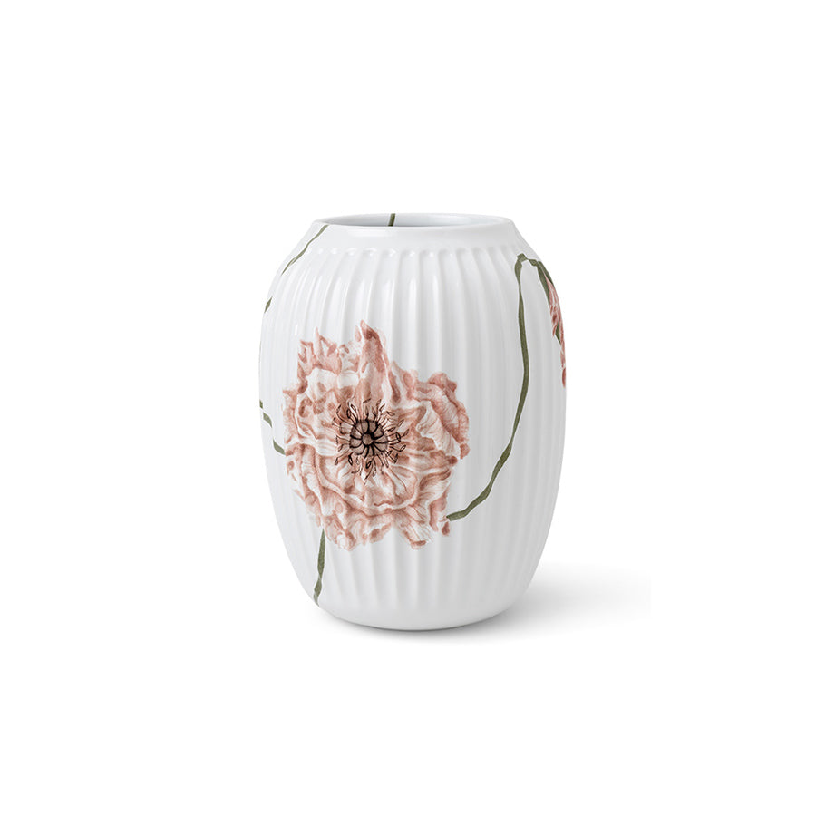 Kähler Hammershøi Poppy Vase 21cm Hvit m/Dekor
