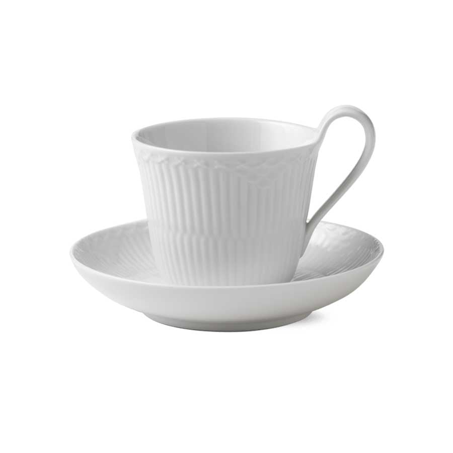 Royal Copenhagen Hvit Halvblonde Kaffekopp m/Skål 25cl