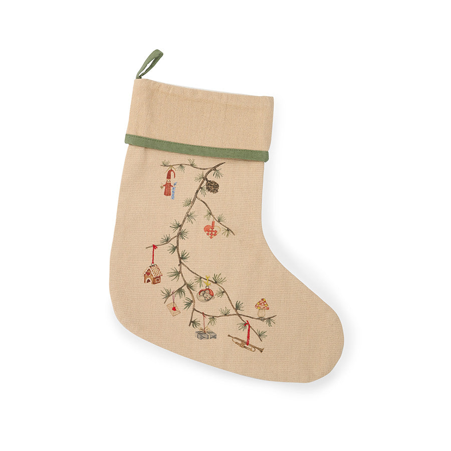 Sandfarget Kähler Hammershøi Christmas julesokk med brodert grangren, kongler og julepynt