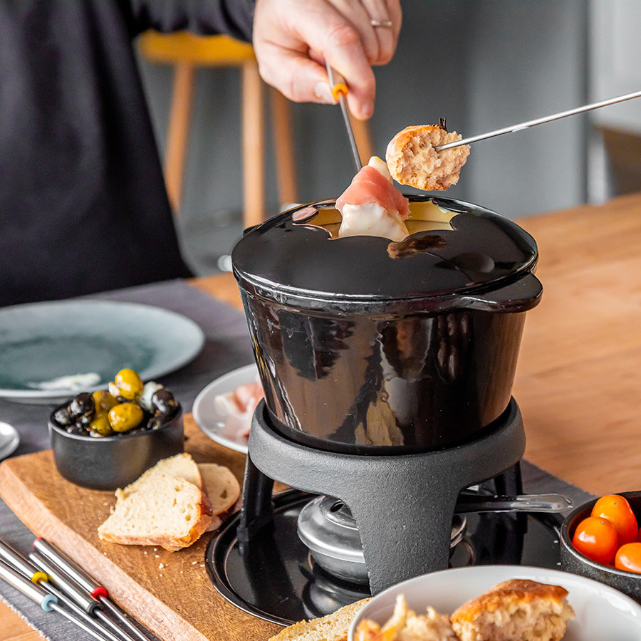 Masterclass Fonduesett Støpejern Emaljert Svart