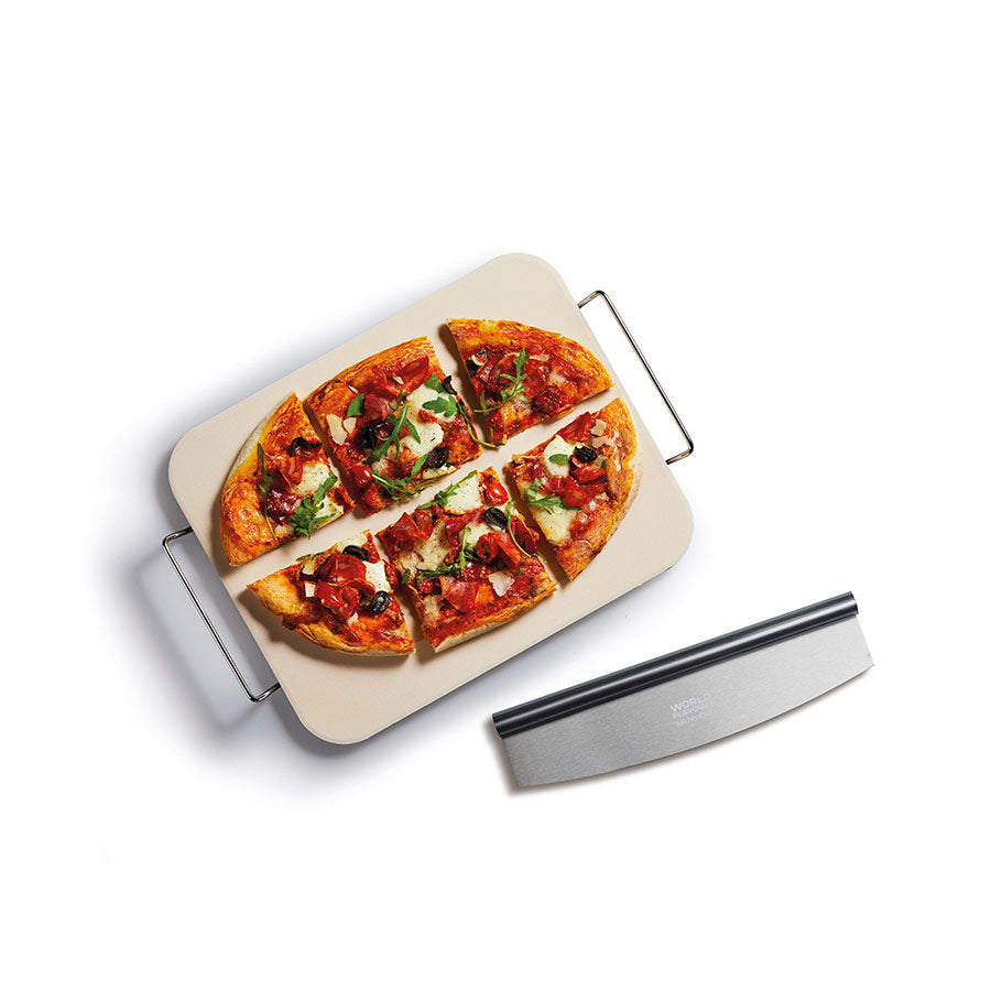 Kitchencraft Pizzastein rektangulær med pizzakutter