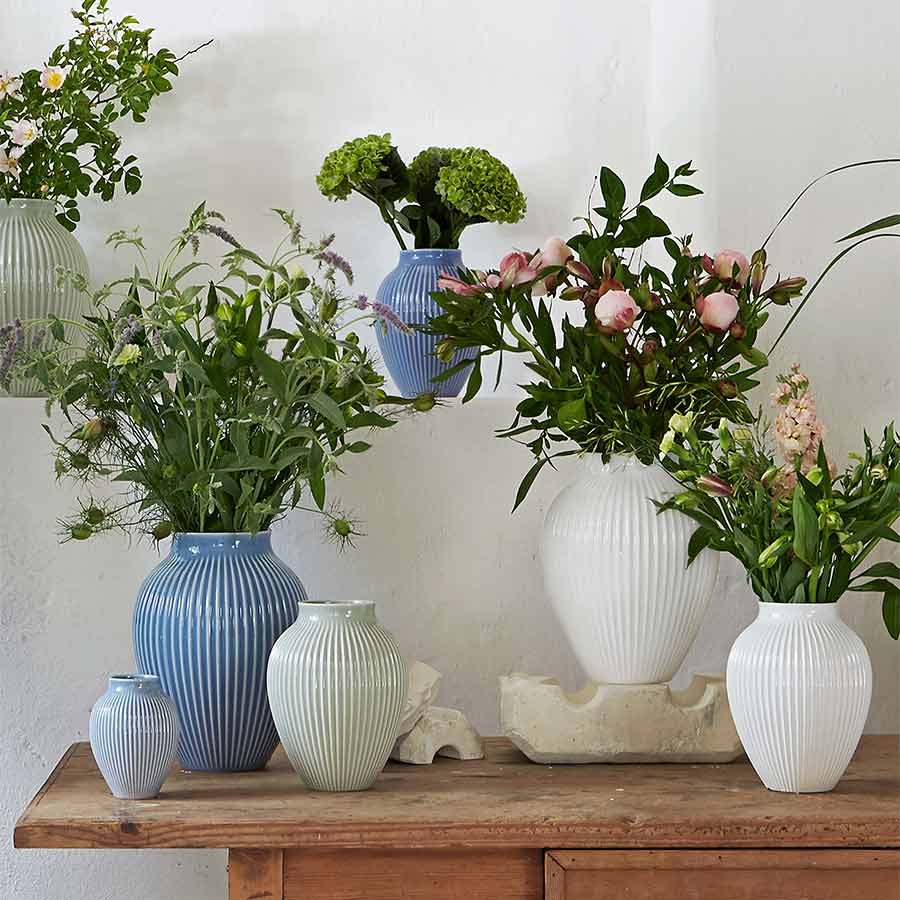 Knabstrup Vase 27cm Riflet Hvit