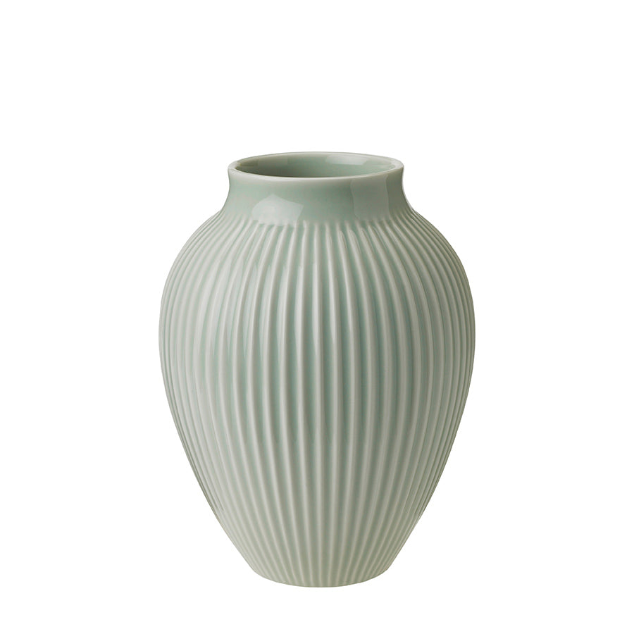 Knabstrup Keramik Vase 20cm Riflet Mint