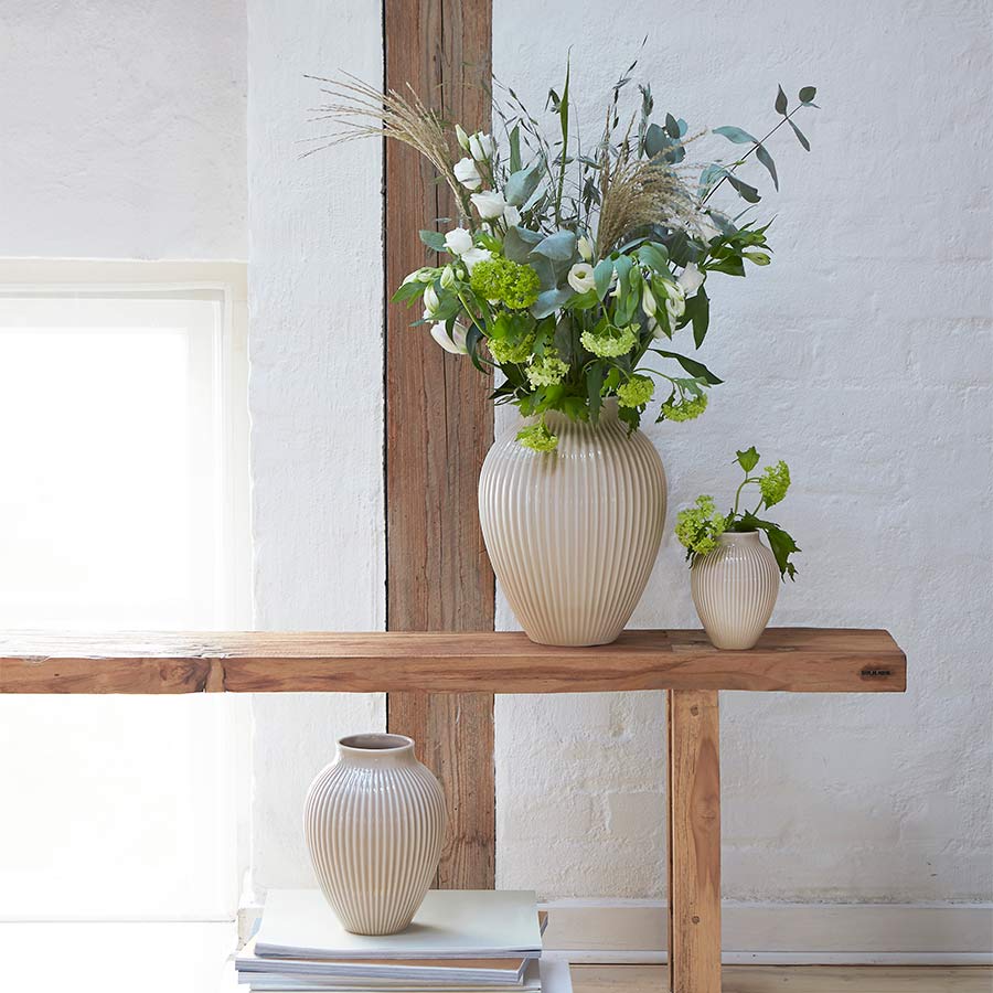 Knabstrup Keramik Vase 12,5cm Riflet Sand