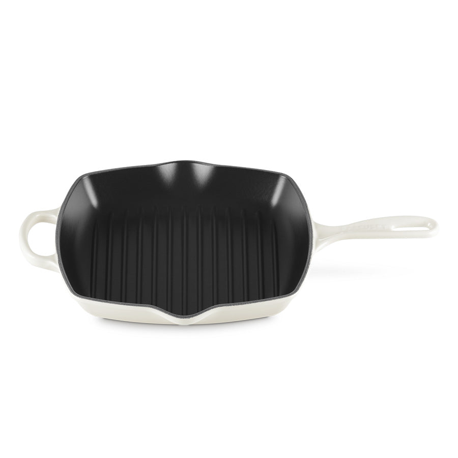 Le Creuset grillpanne, emaljert støpejern, med dype riller for effektiv fettavrenning og smakfull grilling.