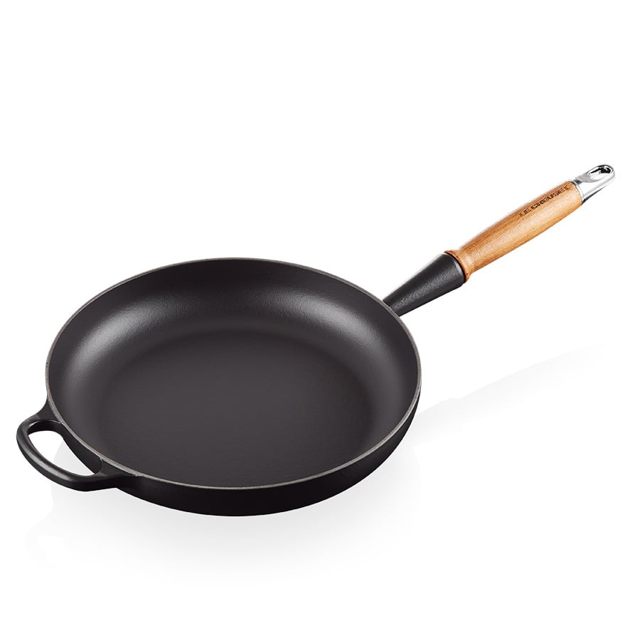 Le Creuset Støpejernspanne med Trehåndtak 28cm Black