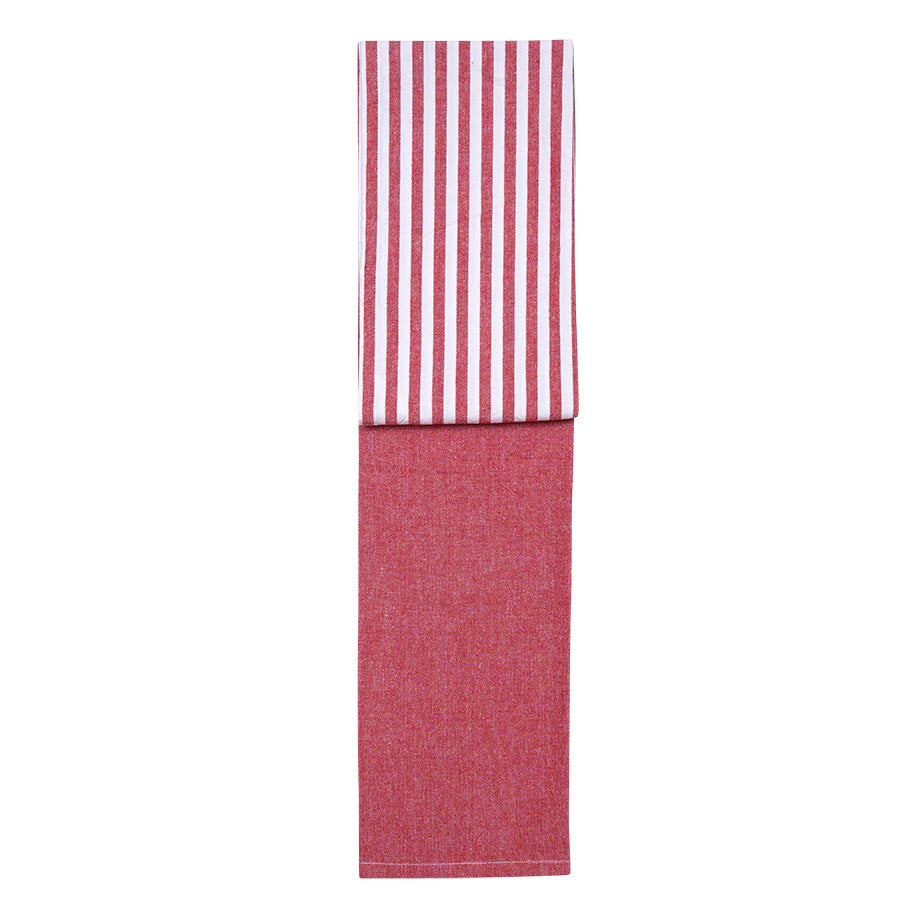 Lino kjøkkenhåndkle med klassisk rødt og hvitt stripemønster