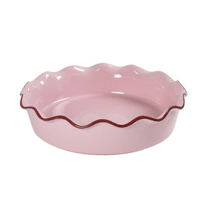 Season Love Collection ildfast form Rund 28cm 2,4L Rosa - elegant og praktisk keramikkform med bølgekant for baking og servering.