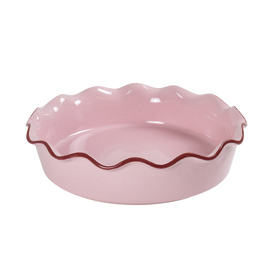 Season Love Collection ildfast form Rund 28cm 2,4L Rosa - elegant og praktisk keramikkform med bølgekant for baking og servering.