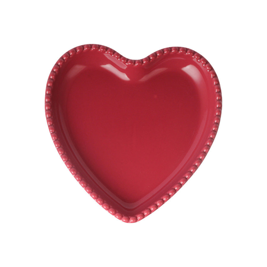 Seasons love Collection Tallerken Hjerte Bringebær Rød 20cm - Hjerteformet tallerken med glanset finish, perfekt for romantiske anledninger.