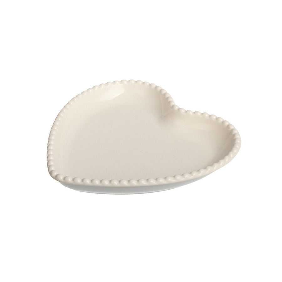 Seasons Love Collection Tallerken Hjerte Krem 20cm, detaljert bilde av den hjerteformede tallerkenen i kremfarge.
