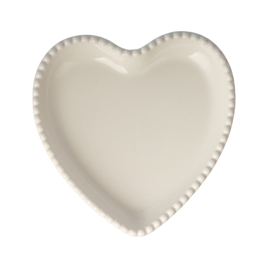 Seasons Love Collection Tallerken Hjerte Krem 20cm, hjerteformet tallerken med glatt overflate og perlekant.